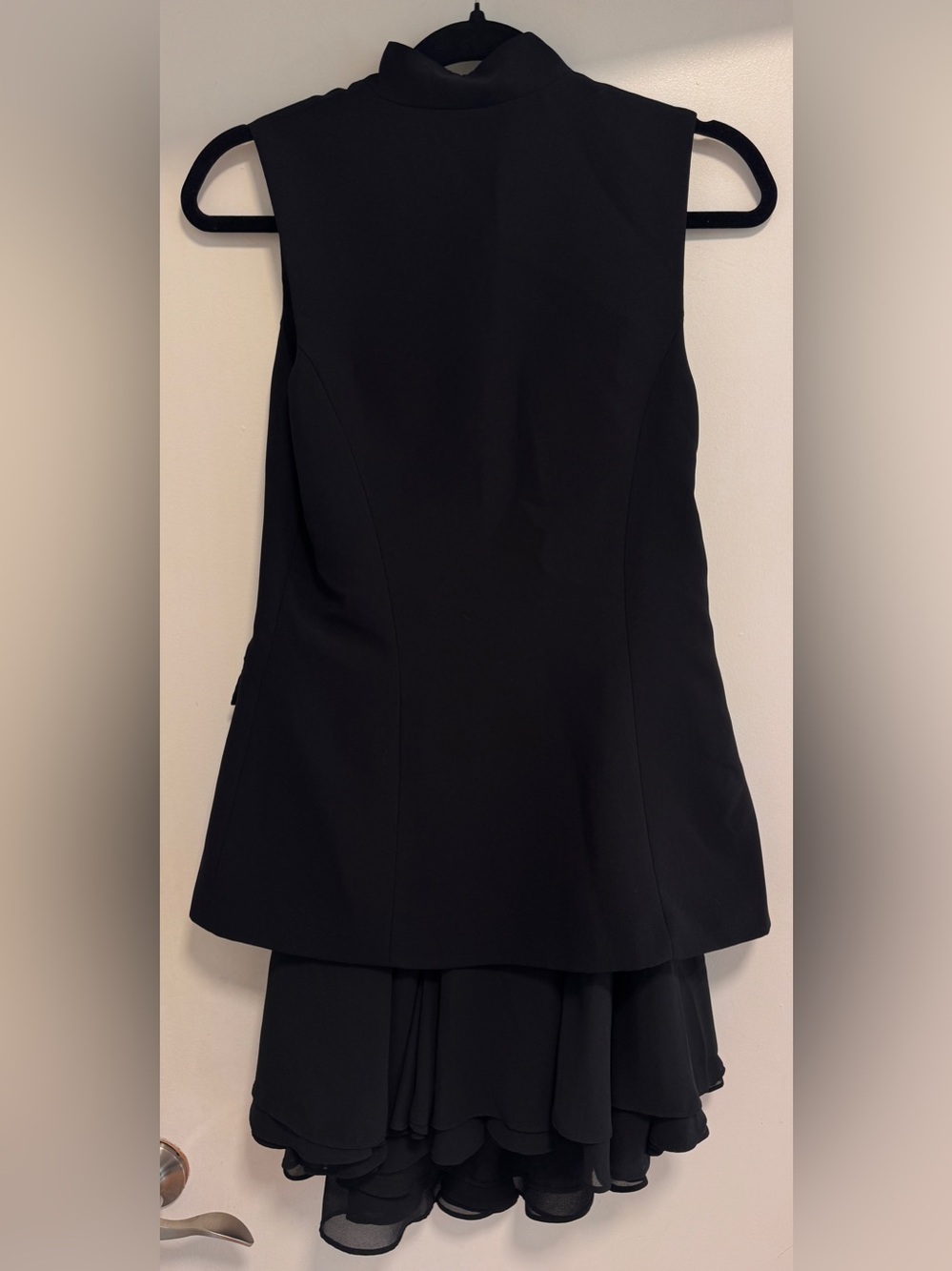 Amanda Uprichard Black Sleeveless Mini Dress with Gold Buttons - Picture 5 of 7